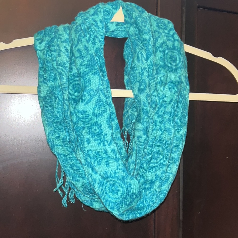 Teal Scarf/Wrap with Fringe
